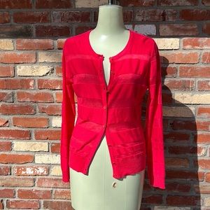 Hot Pink striped Cardigan Medium
